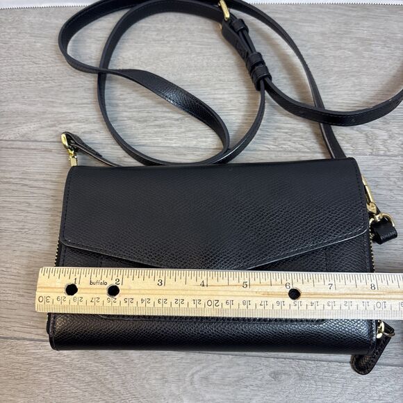 Rare Vera Bradley Black Leather Envelope Adjustable Crossbody Shoulder Bag Purse - Picture 2 of 9